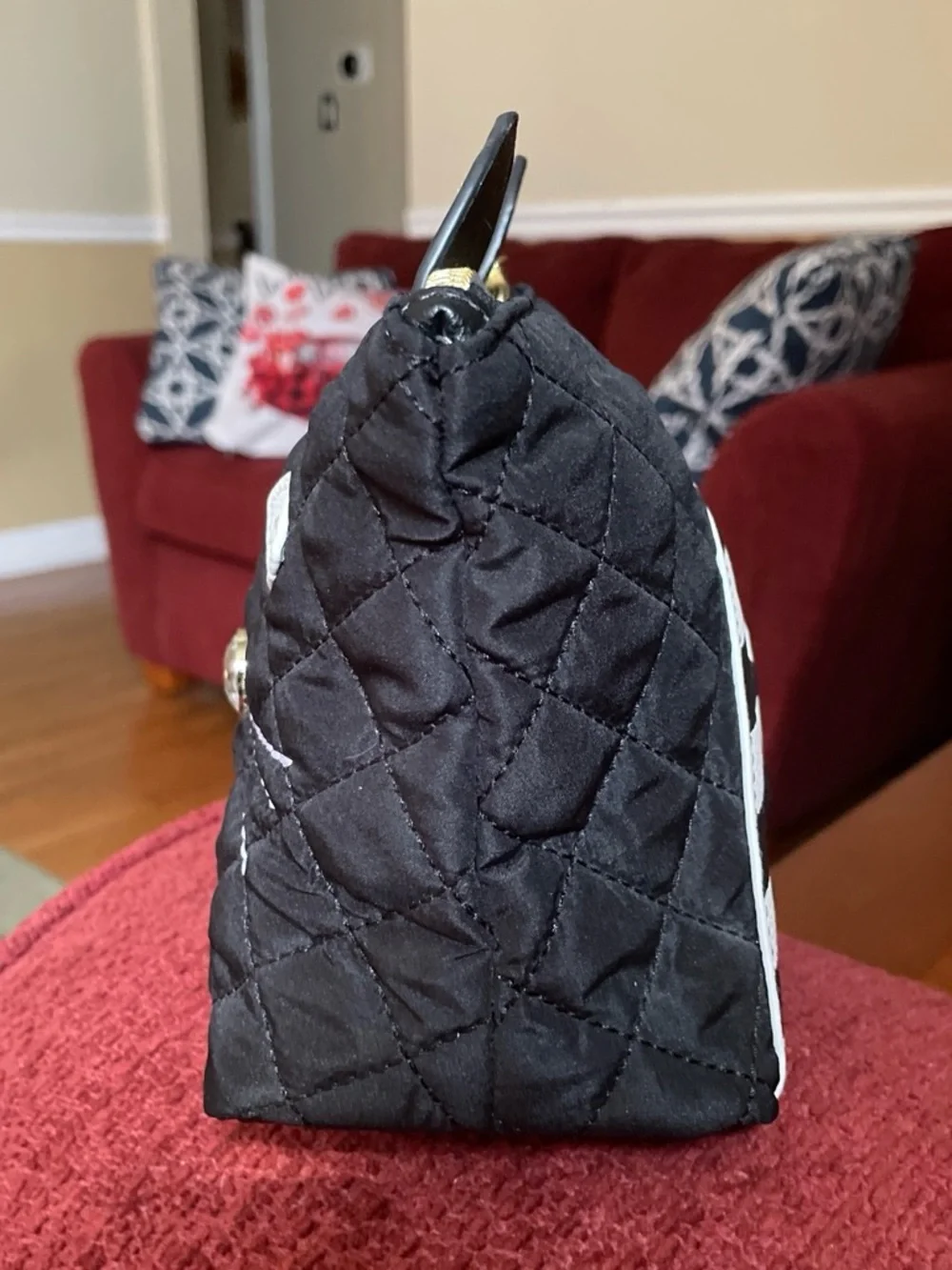 Betsey Johnson Cat Pouch–Black Spiral Stripe Bag for Cosmetics Pet Treats
